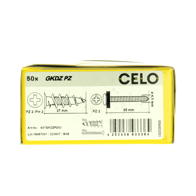 Load image into Gallery viewer, Celo 1067402 - metalen gipsplaatpluggen gkdz 4,5x35, 50 pcs | 1 stuks