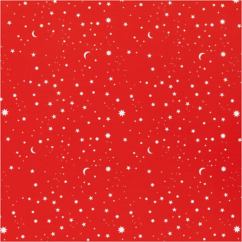 Afbeelding laden in galerijviewer, Https: www.cchobby.nl inpakpapier-sterren-en-manen-b-50-cm-80-gr-donkerrood-100-m-1-rol