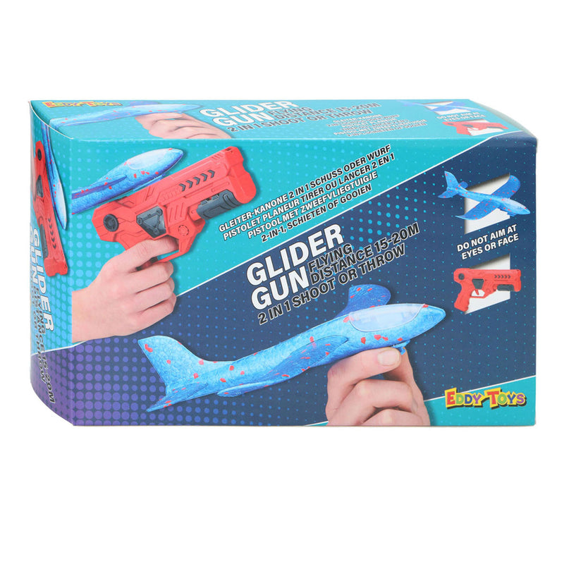 Load image into Gallery viewer, Eddy toys glider gun 2-in-1 - pistool met zweefvliegtuig - launcher speelgoed met glider vliegtuig - speelgoed vliegtuig met lanceerpistool - 1 willekeurige kleur