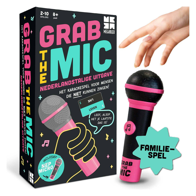 Load image into Gallery viewer, Megableu grab the mic - karaoke partyspel - muziekspel voor 2-10 spelers - bekend van tiktok - nederlandstalige versie