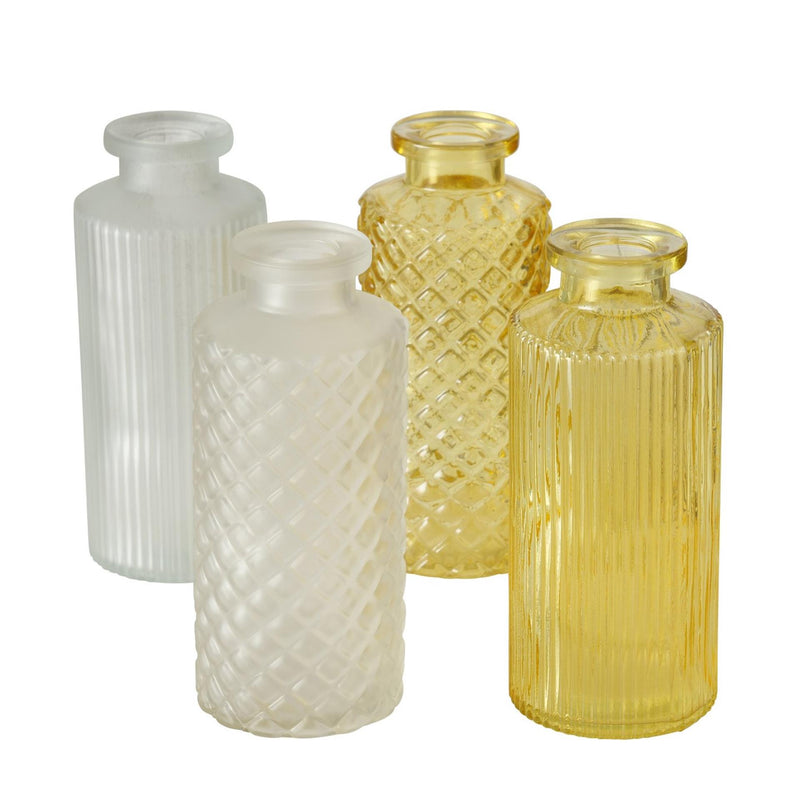 Afbeelding laden in galerijviewer, Boltze home vaas panja geel 4-delige set h14cm