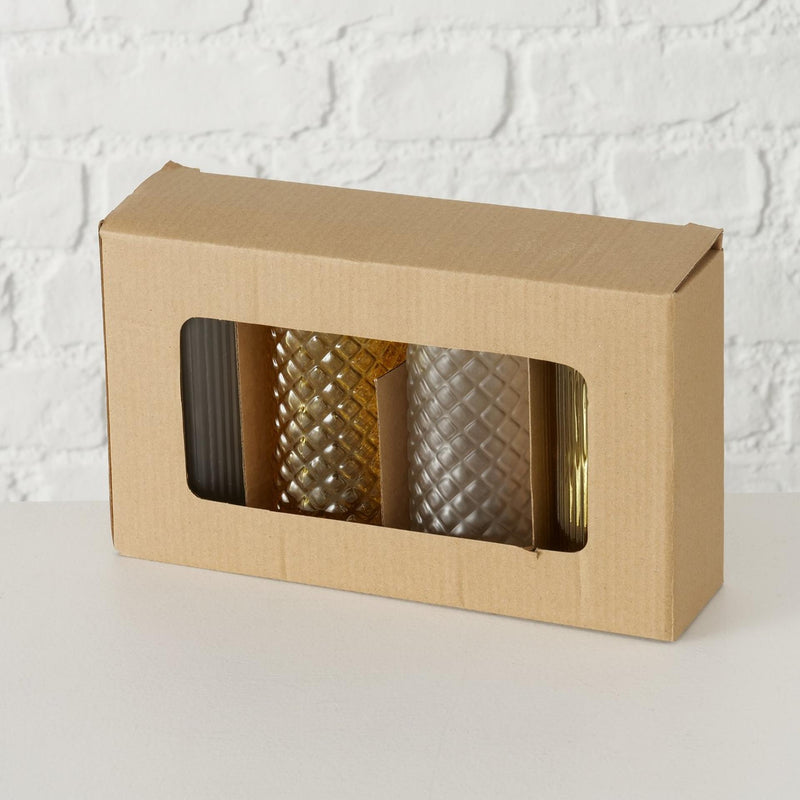 Afbeelding laden in galerijviewer, Boltze home vaas panja geel 4-delige set h14cm