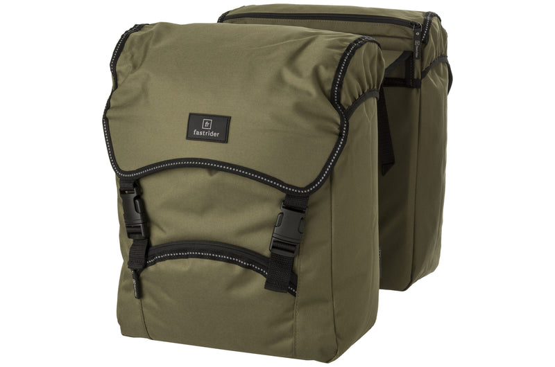 Load image into Gallery viewer, Fastrider unibag traffic - dubbele fietstas - inclusief regenhoes - waterafstotend - 28 liter - groen