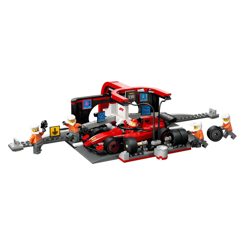 Load image into Gallery viewer, Lego city f1 pitstop en pitcrew met ferrari auto - 60443