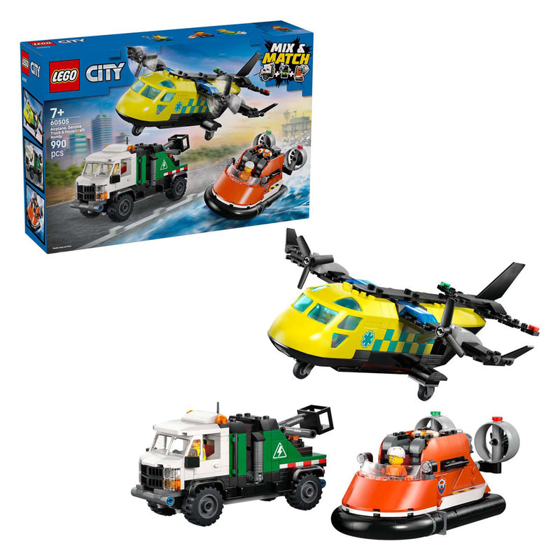 Load image into Gallery viewer, Lego city 60505 vliegtuig, servicewagen en hovercraft remix