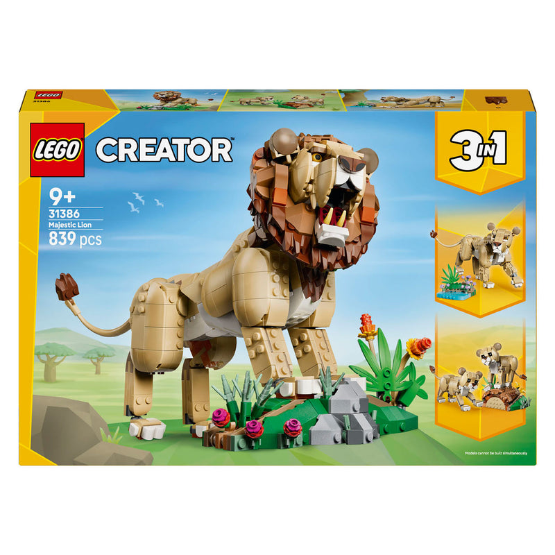 Afbeelding laden in galerijviewer, Lego creator 3in1 wilde dieren: majestueuze leeuw speelgoed voor kinderen met dieren figuren 31386
