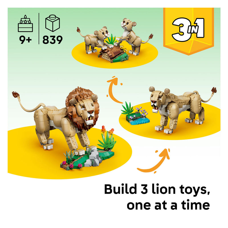 Afbeelding laden in galerijviewer, Lego creator 3in1 wilde dieren: majestueuze leeuw speelgoed voor kinderen met dieren figuren 31386