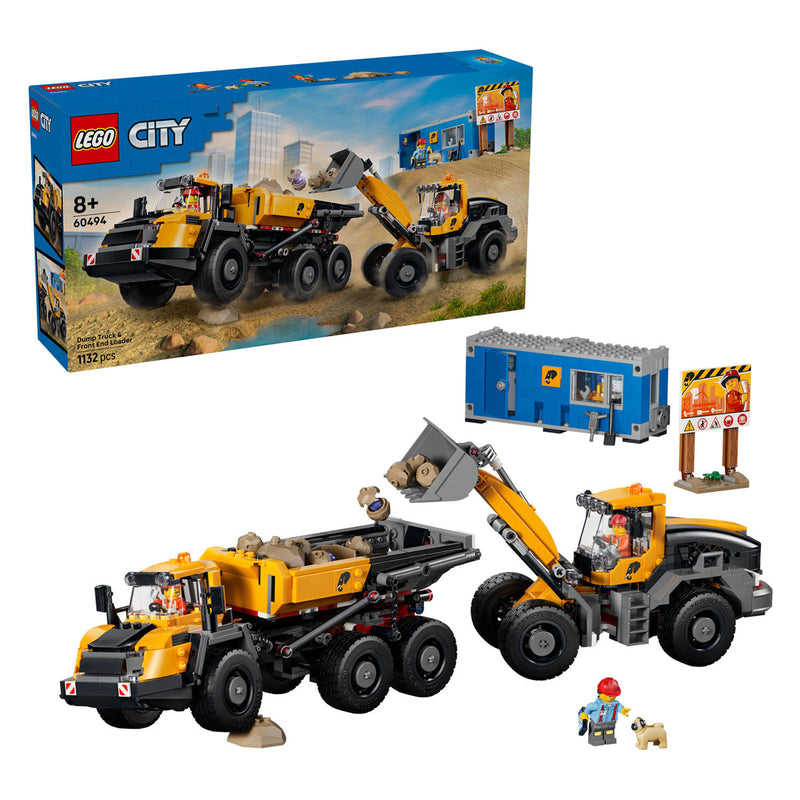 Load image into Gallery viewer, Lego city kiepwagen en voorlader voertuig speelgoed voor kinderen 60494
