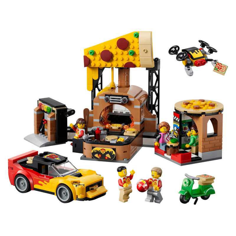 Load image into Gallery viewer, Lego city pizzacentrale met voertuigen pizza speelgoed voor kinderen 60496