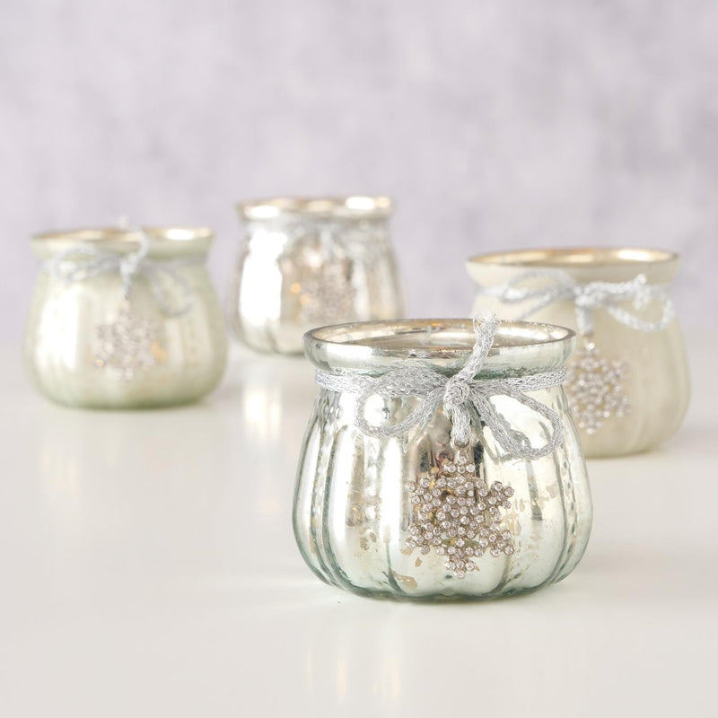 Load image into Gallery viewer, Boltze home theelichthouder glas met glitterhanger