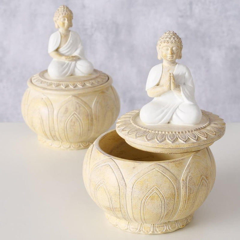Afbeelding laden in galerijviewer, Boltze home voorraadpot boeddah h14 2 assorti