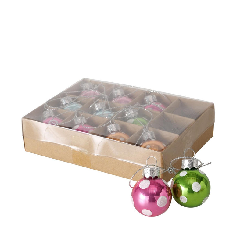 Load image into Gallery viewer, Boltze home kerstbal glas pattern 12 stuks in doosje- multi kleuren gestippeld