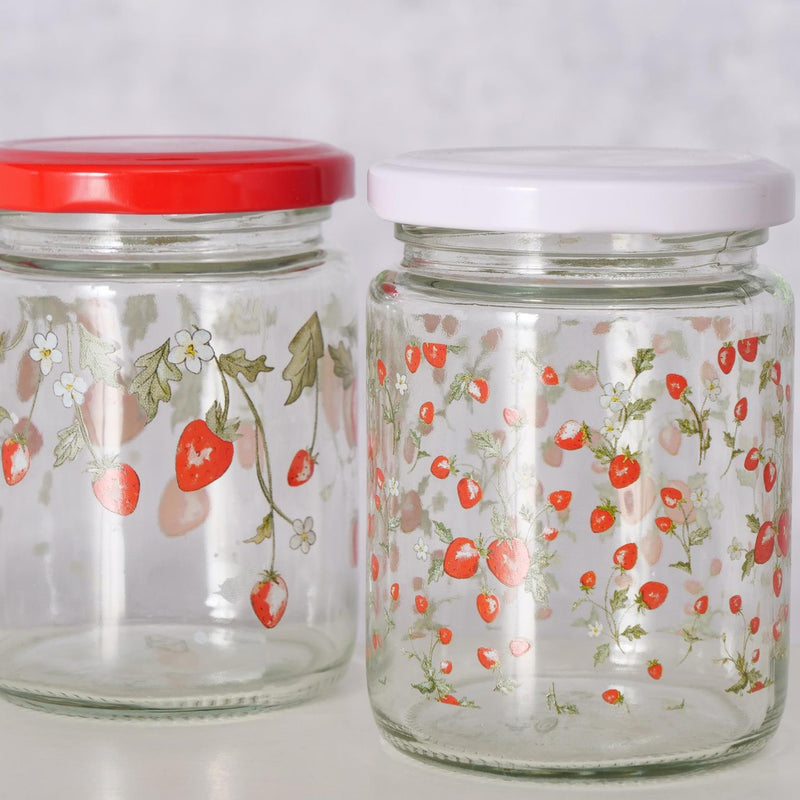 Load image into Gallery viewer, Boltze home voorraadpot 'emily' aardbei glas 240ml dia.7x9cm 2 assorti