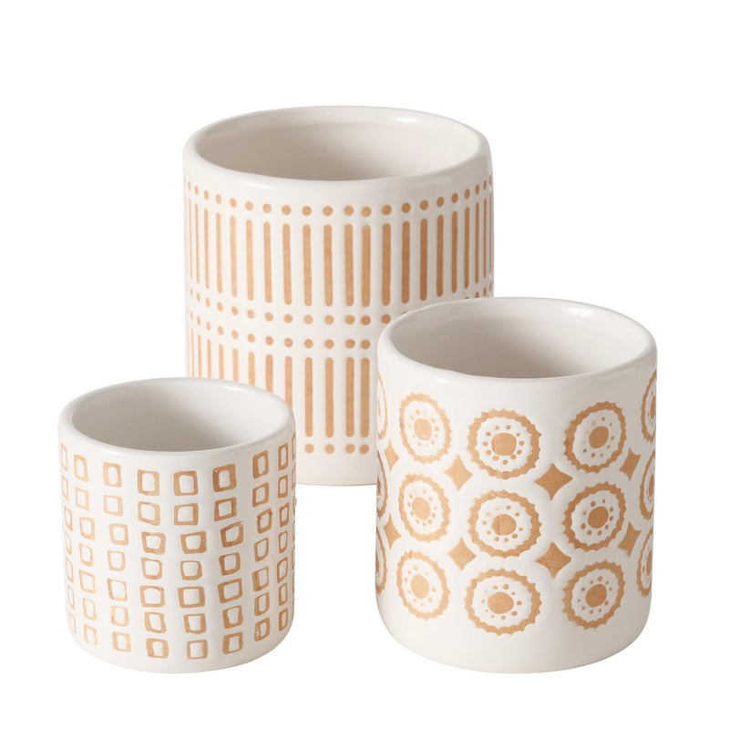 Load image into Gallery viewer, Boltze home bloempot set 'idale' 3-delig dolomite dia.9x10cm, dia.7x7cm, dia11x12cm