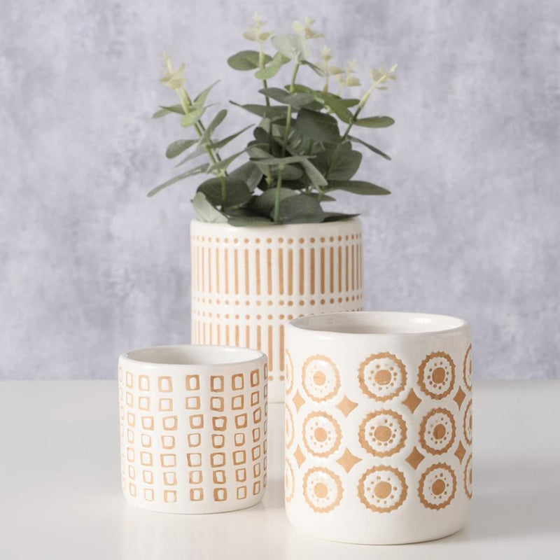 Load image into Gallery viewer, Boltze home bloempot set 'idale' 3-delig dolomite dia.9x10cm, dia.7x7cm, dia11x12cm