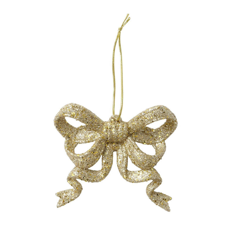 Load image into Gallery viewer, Boltze home kersthanger strik abby 2-delig kunststof 1,5x9cm glitter goud