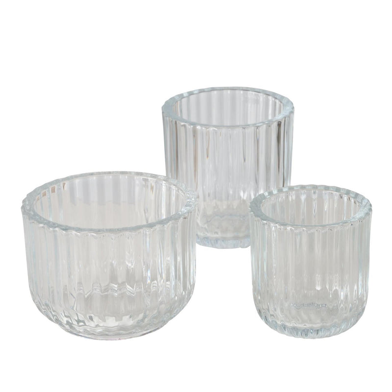 Load image into Gallery viewer, Boltze home theelichthouderset sikel 3-delig glas helder