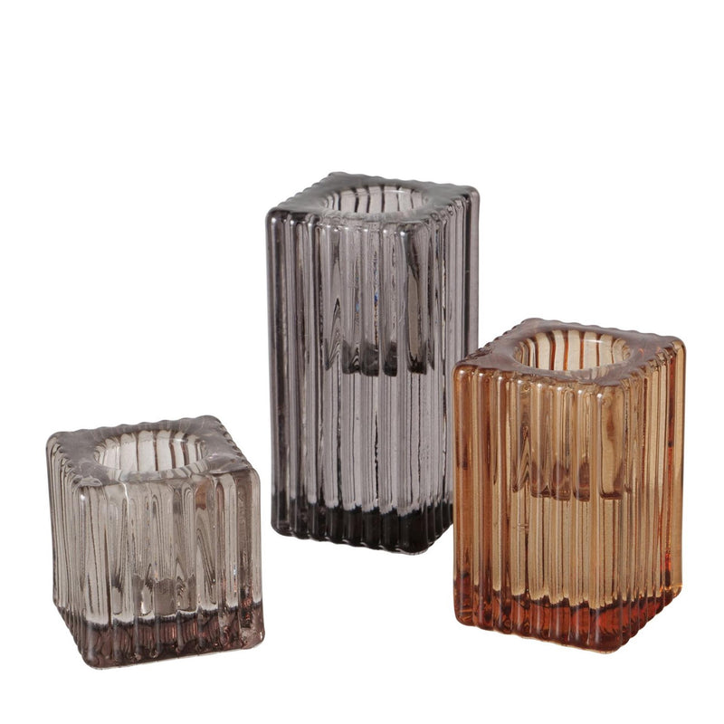 Afbeelding laden in galerijviewer, Boltze home kandelaar glas3-delig set h4-8cm