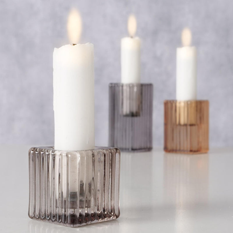 Afbeelding laden in galerijviewer, Boltze home kandelaar glas3-delig set h4-8cm