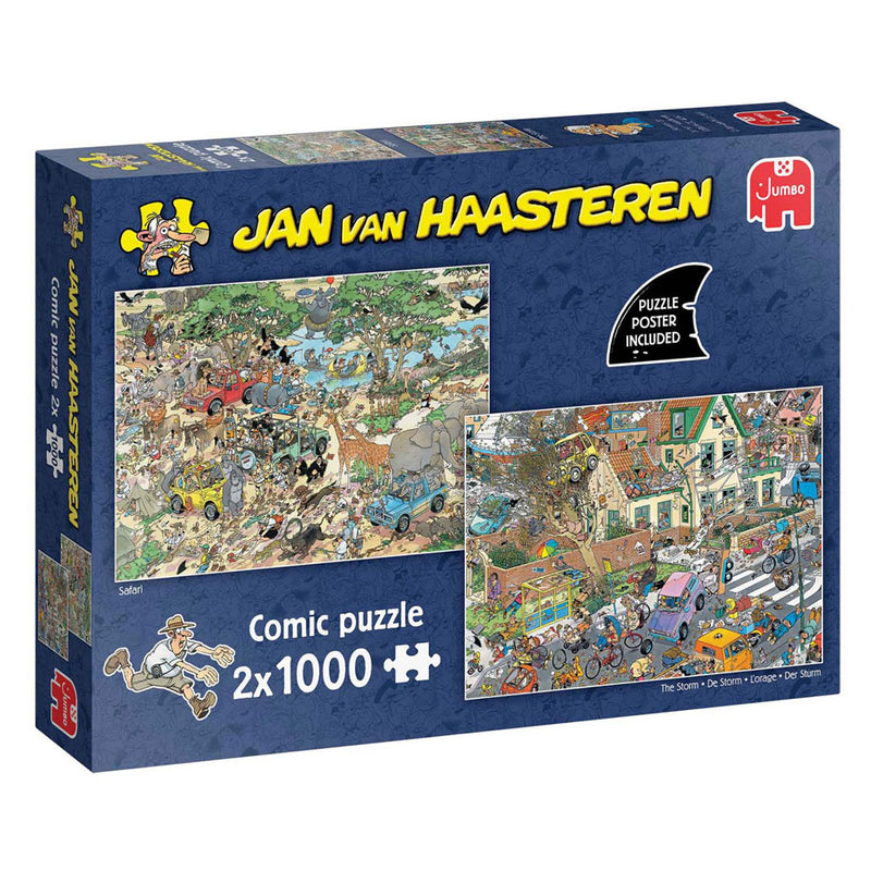 Afbeelding laden in galerijviewer, Jumbo jan van haasteren legpuzzel - 2in1 safari storm, 2x1000st.