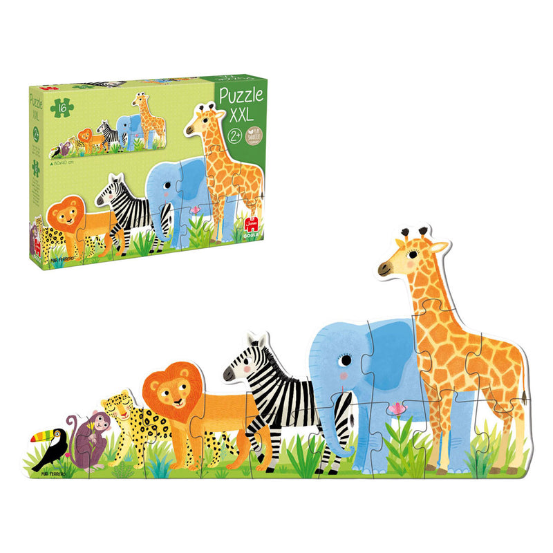 Load image into Gallery viewer, Goula jumbo puzzel xxl jungle van klein tot groot - 16st.
