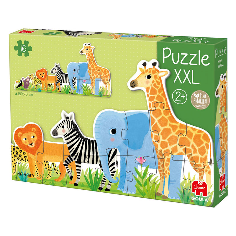 Load image into Gallery viewer, Goula jumbo puzzel xxl jungle van klein tot groot - 16st.