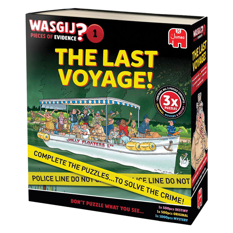Load image into Gallery viewer, Wasgij pieces of evidence - the last voyage – unieke 3-in-1 puzzel met mysterie