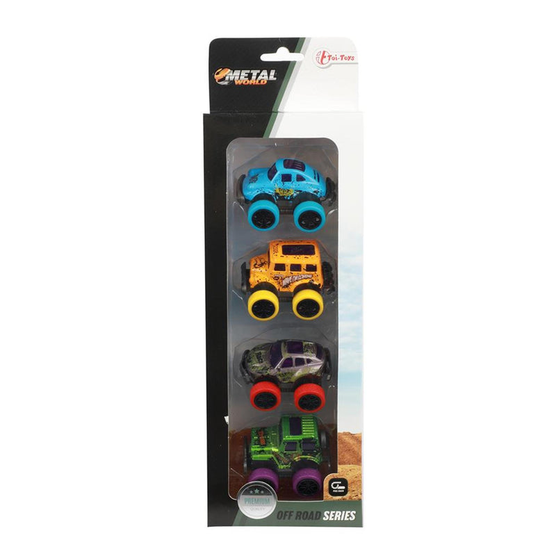 Load image into Gallery viewer, Toi-toys toi toys metal pull-back off road mini auto's set a 4