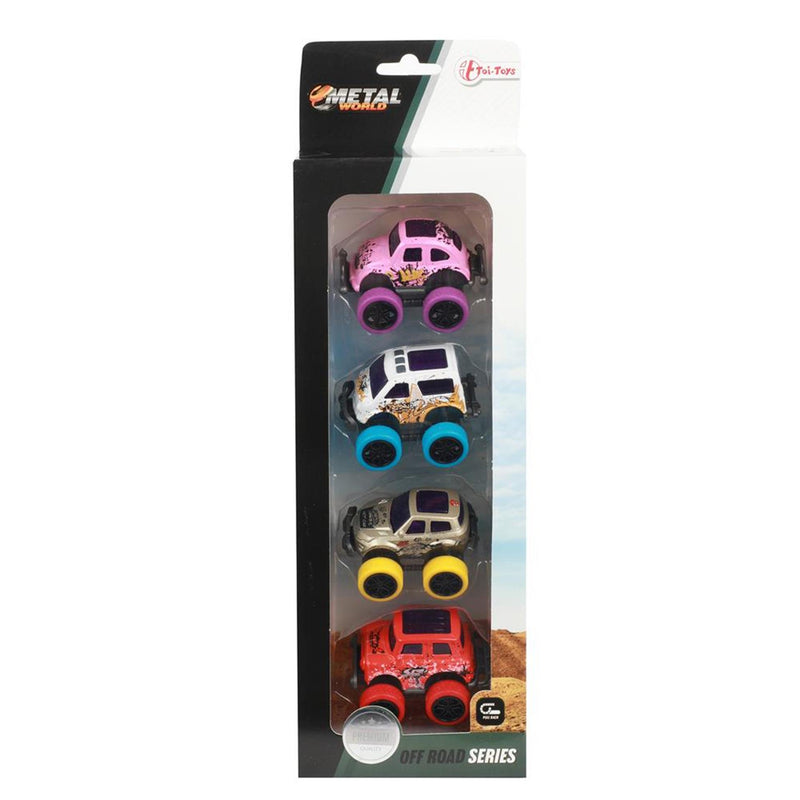 Load image into Gallery viewer, Toi-toys toi toys metal pull-back off road mini auto's set a 4