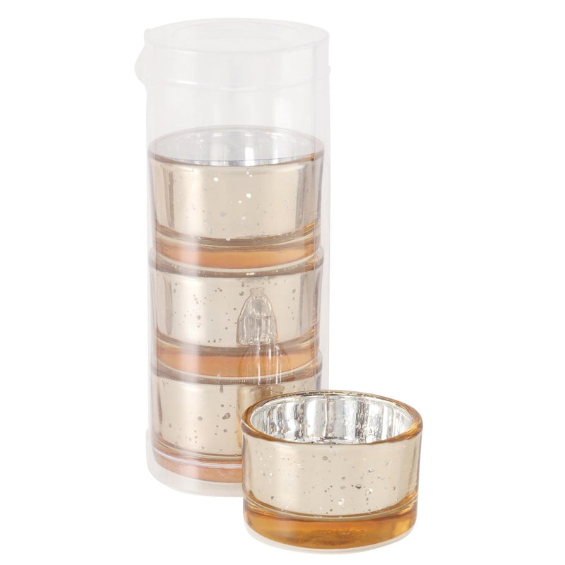Load image into Gallery viewer, Boltze home theelichthouder balos glas 4-delig h3,4cm gelakt glas rosegoud