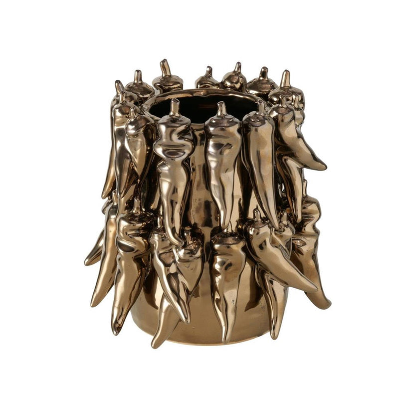 Load image into Gallery viewer, Boltze home vaas peperony dia19x19cm aardewerk metallic bruin