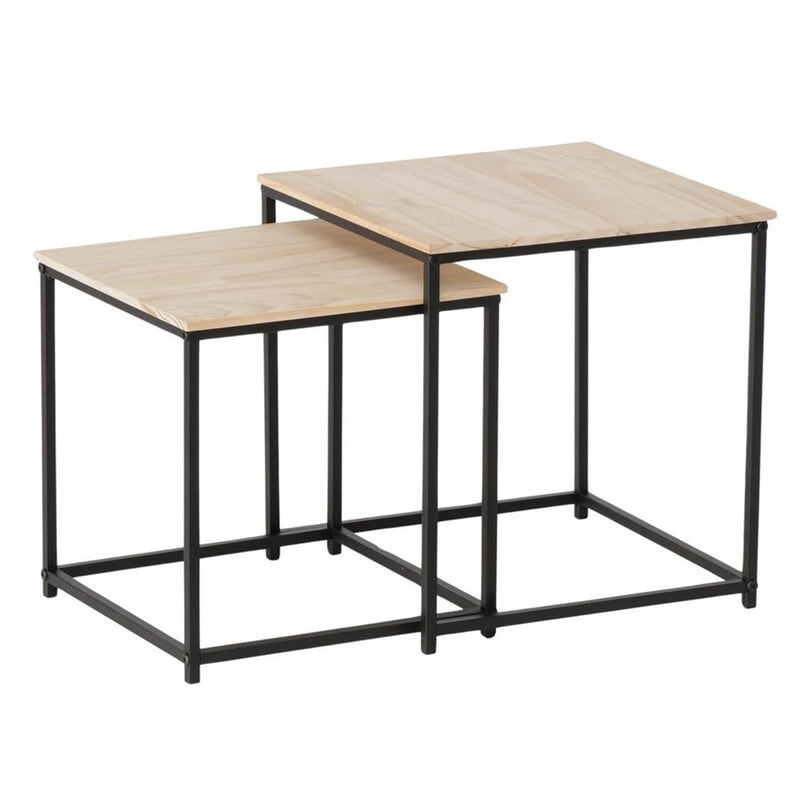 Load image into Gallery viewer, Boltze home bijzettafel boras 2-delig ijzer en dennenhout h35 en 40cm