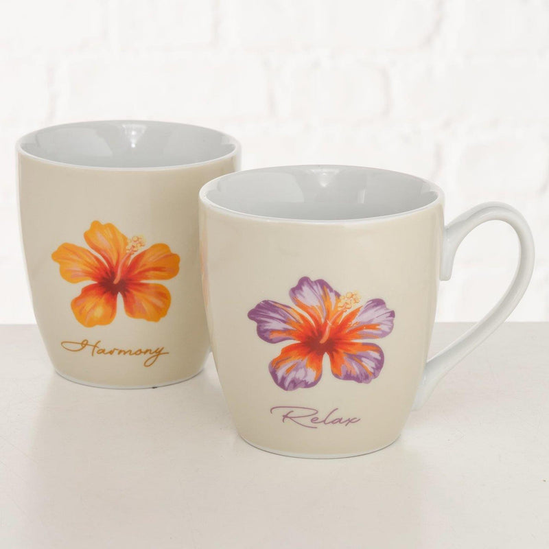 Afbeelding laden in galerijviewer, Boltze home jumbo mok hibiscus 480ml