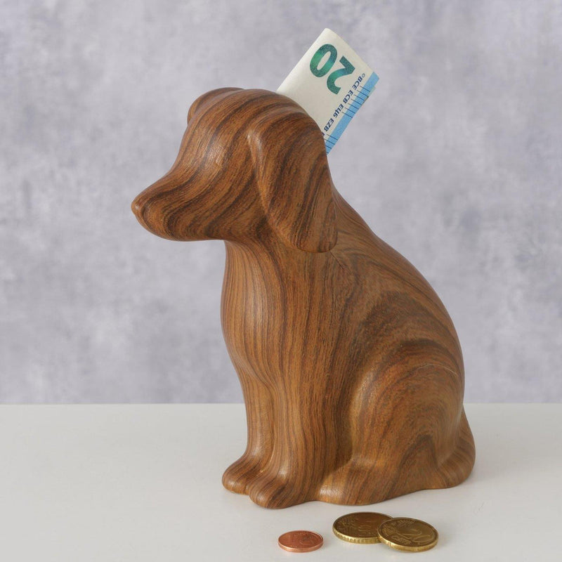 Load image into Gallery viewer, Boltze home spaarpot hond wilhelmy h15cm bruin keramiek