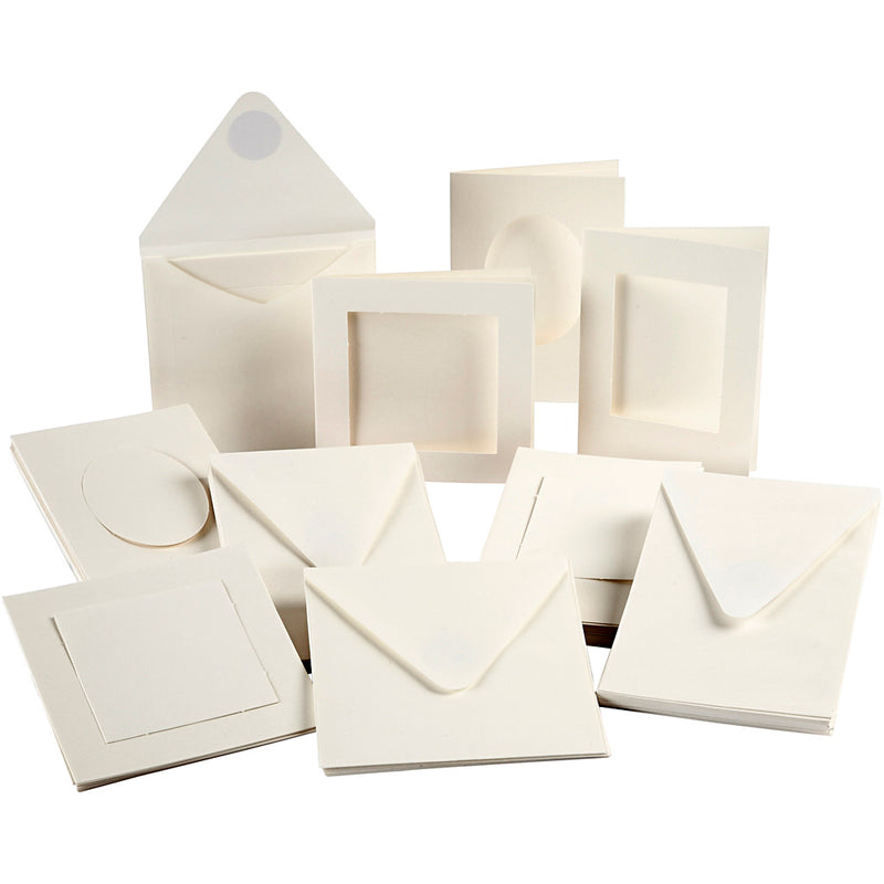 Load image into Gallery viewer, Creativ company https: www.cchobby.nl passepartout-kaarten-afmeting-kaart-10-5x15-12-5x12-5-cm-inhoud-kan-varieren-off-white-50-set-1-doos