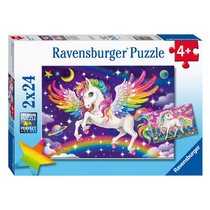 Load image into Gallery viewer, Ravensburger puzzel eenhoorn en pegasus, 2x24st.