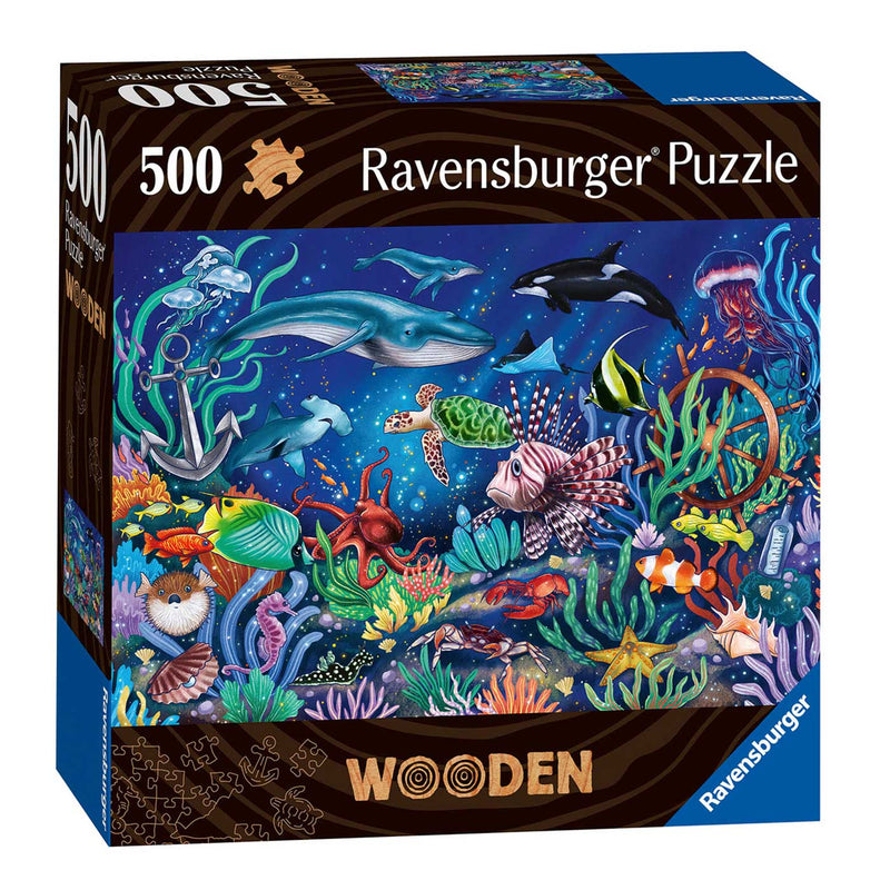 Load image into Gallery viewer, Ravensburger houten puzzel onder de zee, 500st.