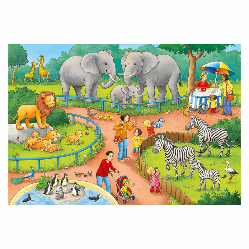 Load image into Gallery viewer, Ravensburger puzzel een dag in de dierentuin - 2x24 stukjes - kinderpuzzel