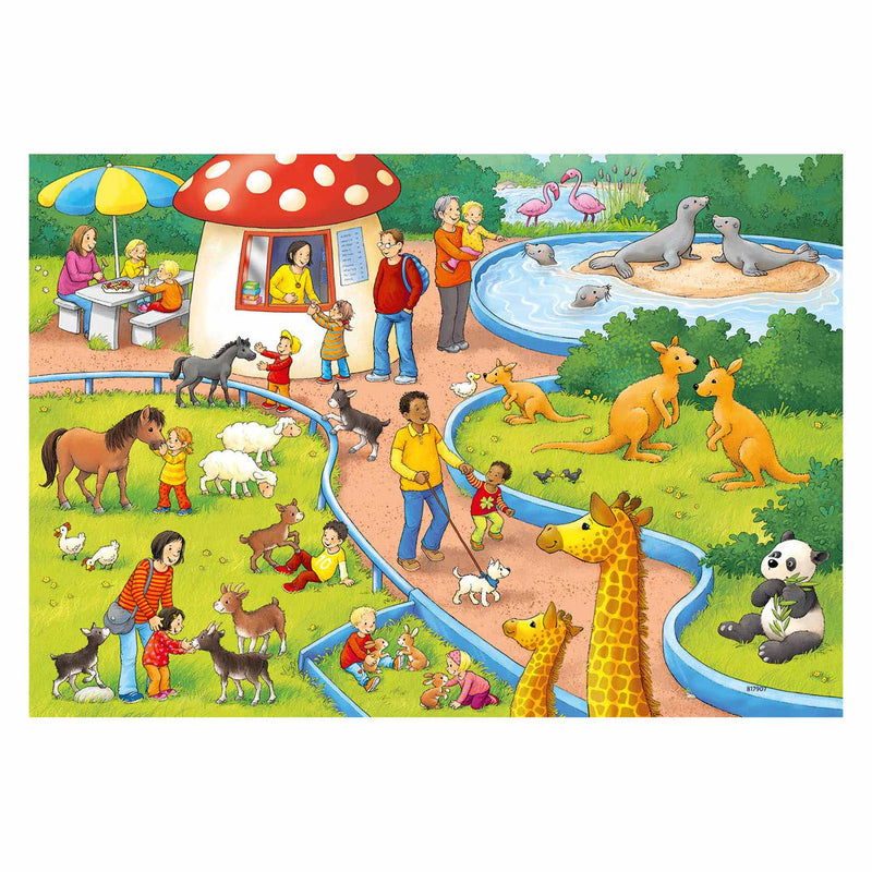 Load image into Gallery viewer, Ravensburger puzzel een dag in de dierentuin - 2x24 stukjes - kinderpuzzel