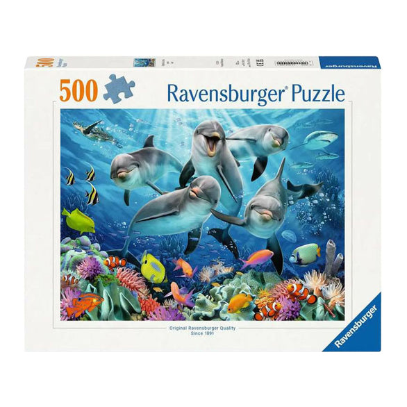 Load image into Gallery viewer, Ravensburger legpuzzel dolfijnen in het koraalrif, 500st.