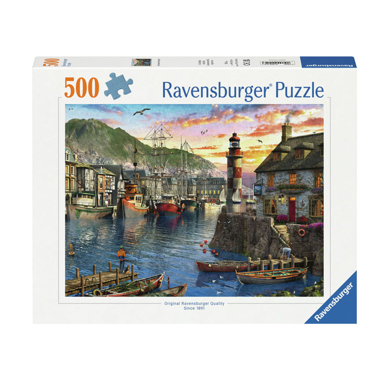 Load image into Gallery viewer, Ravensburger legpuzzel s'ochtends bij de haven, 500st.