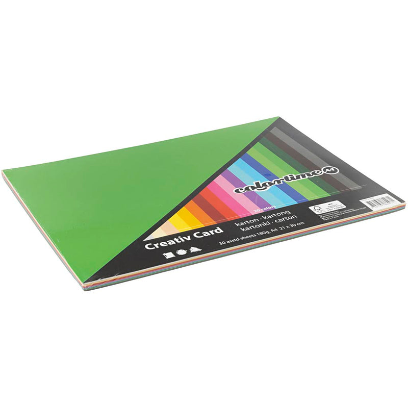 Load image into Gallery viewer, Creativ company gekleurd karton, a4, vel 210x297 mm, 180 gr, diverse kleuren, 30 div vellen 1 doos