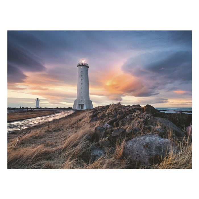 Load image into Gallery viewer, Ravensburger legpuzzel prachtige lucht boven de vuurtoren van akranes ijsland, 1500st.