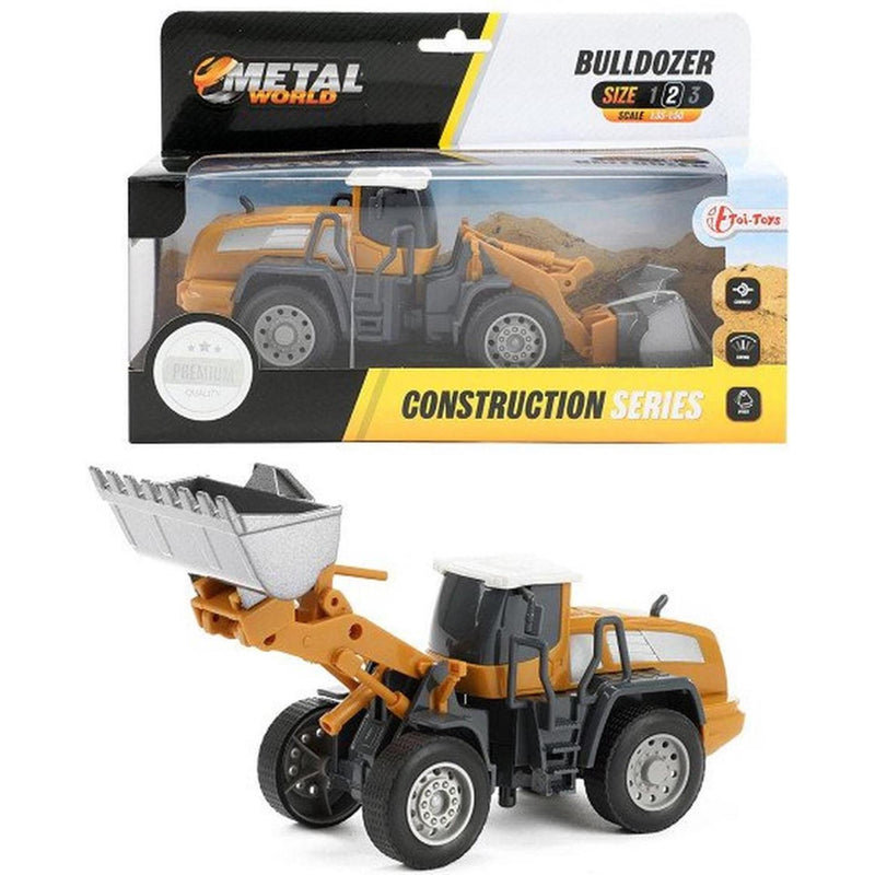 Load image into Gallery viewer, Toi-toys bulldozer metal junior 1:55 staal geel grijs