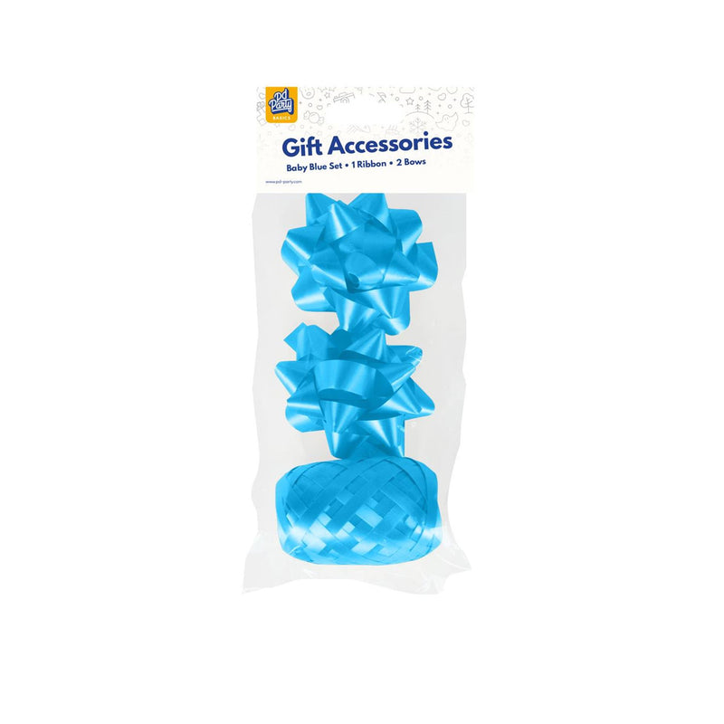 Afbeelding laden in galerijviewer, Paperdreams cadeauversieringset - baby blauw 2 strikken met 20 meter krullint