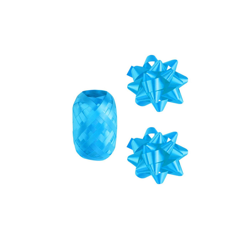 Afbeelding laden in galerijviewer, Paperdreams cadeauversieringset - baby blauw 2 strikken met 20 meter krullint