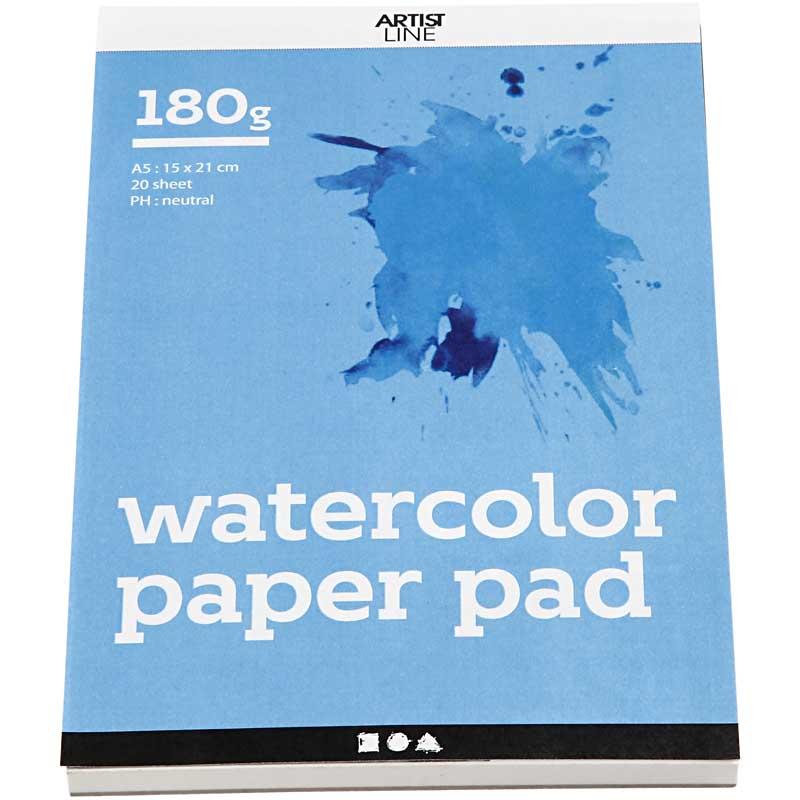 Load image into Gallery viewer, Creativ company aquarelblok, a5, vel 148x210 mm, 180 gr, wit, 20 vel 1 stuk