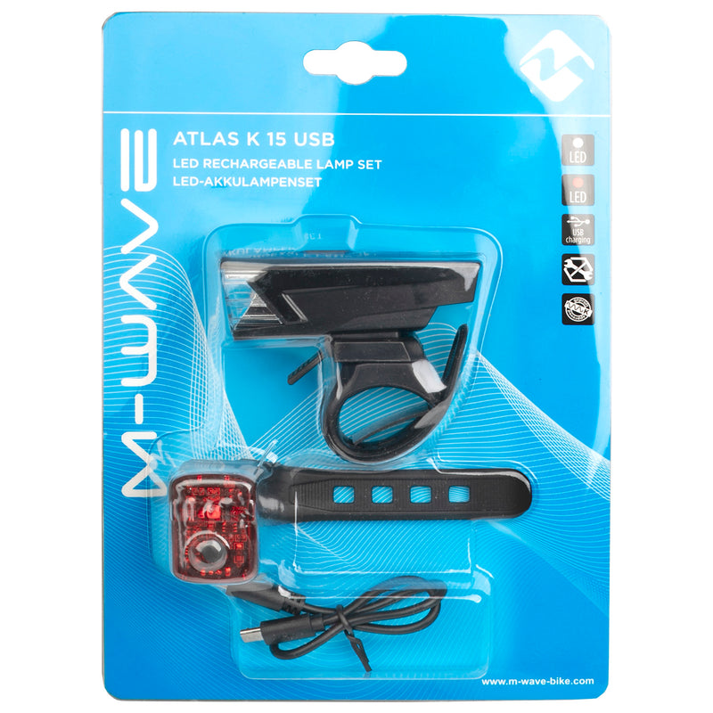 Load image into Gallery viewer, M-wave atlas k 15 usb rechargeable battery lighting set