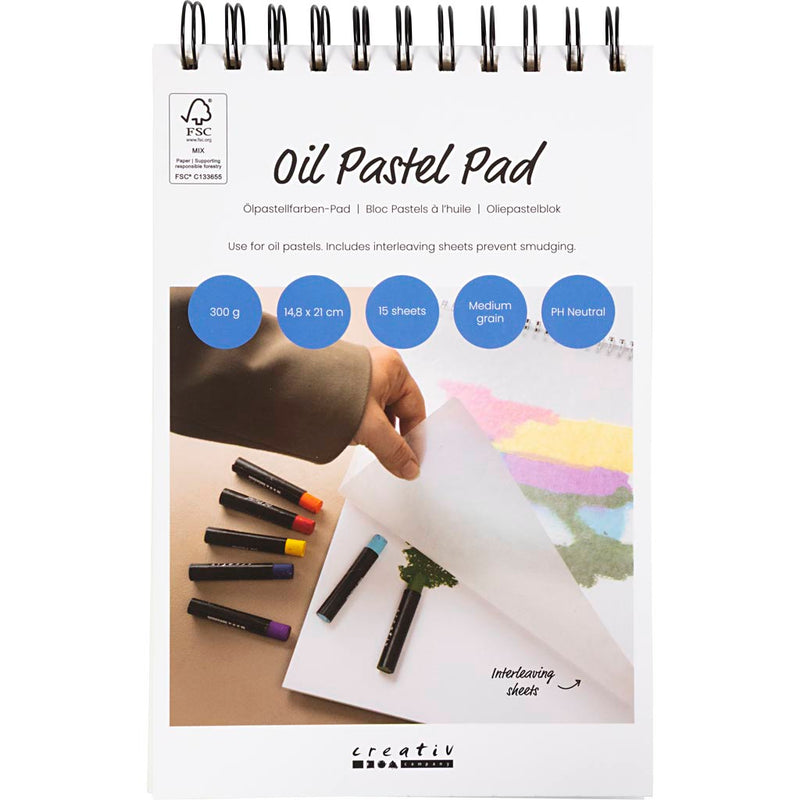 Load image into Gallery viewer, Creativ company https: www.cchobby.nl pad-voor-oliepastels-a5-vel-148x210-mm-300-gr-wit-15-vel-1-stuk