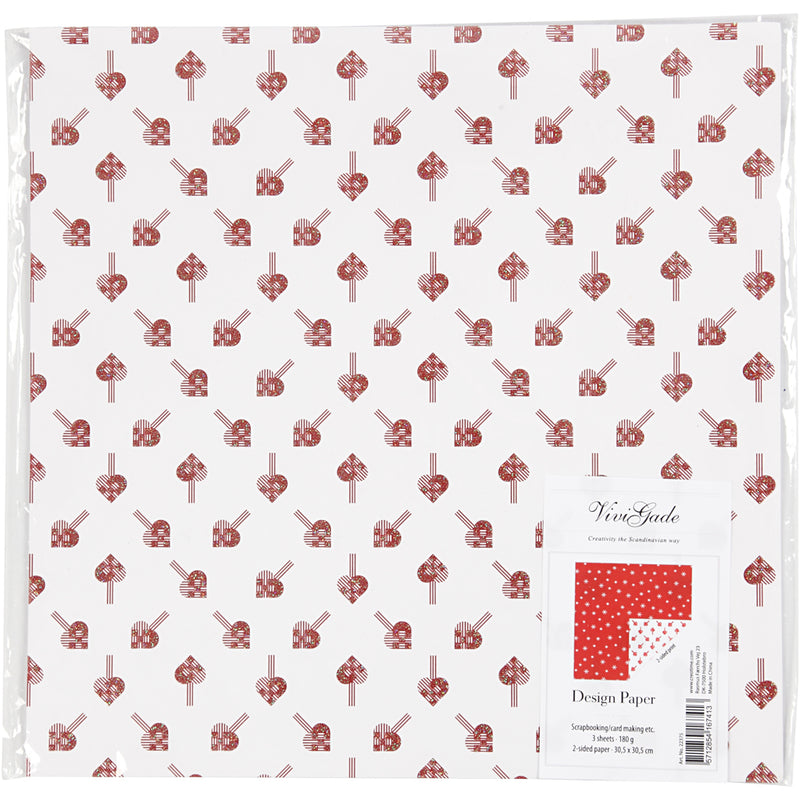 Afbeelding laden in galerijviewer, Https: www.cchobby.nl design-papier-harten-ijskristallen-vel-30-5x30-5-cm-180-gr-3-vel-1-doos